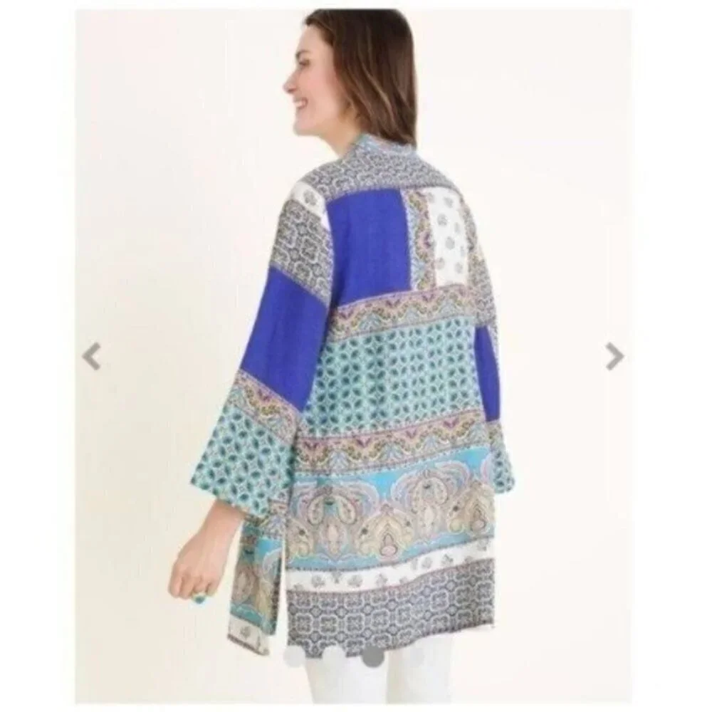 Chico’s Patchwork Linen Kimono Duster Jacket